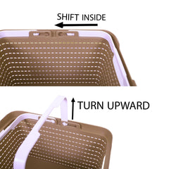 Kuber Industries Basket | Plastic Storage Basket for Fruits | Storage Basket for Picnic | Storage Basket for Kitchen | Stationery Storage Basket | FLORA-222 | Pack of 3 | Coffee