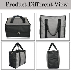 Kuber Industries Small Size Canvas Shopping Bags for Carry Milk Grocery Fruits Vegetable with Reinforced Handles jhola Bag (Black & Grey)