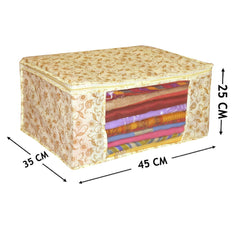 Heart Home Non Woven Saree Cover Set|Transparent Window & Zipper Closure|Regular Cloth Bag|Wardrobe Organiser Set|Pack of 9 (Brown)