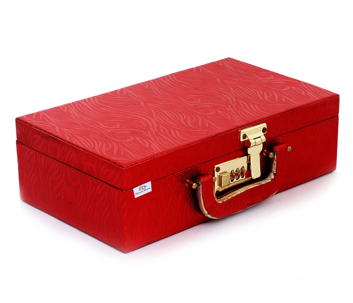 Heart Home Wooden Number Lock System 2 Rod Bangle Box|Singaardani|Vanity Organizer With Mirror & Handle (Maroon)