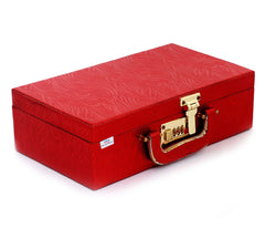 Heart Home Wooden Number Lock System 2 Rod Bangle Box|Singaardani|Vanity Organizer With Mirror & Handle (Maroon)