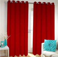 Heart Home Sheer Door Curtains|Zig Zag Design & Semi Transparent| Elegance Curtains for Living Dining Room, Bedroom Drapes, Size Long, Pack of 2 (Red) - CTHH7330
