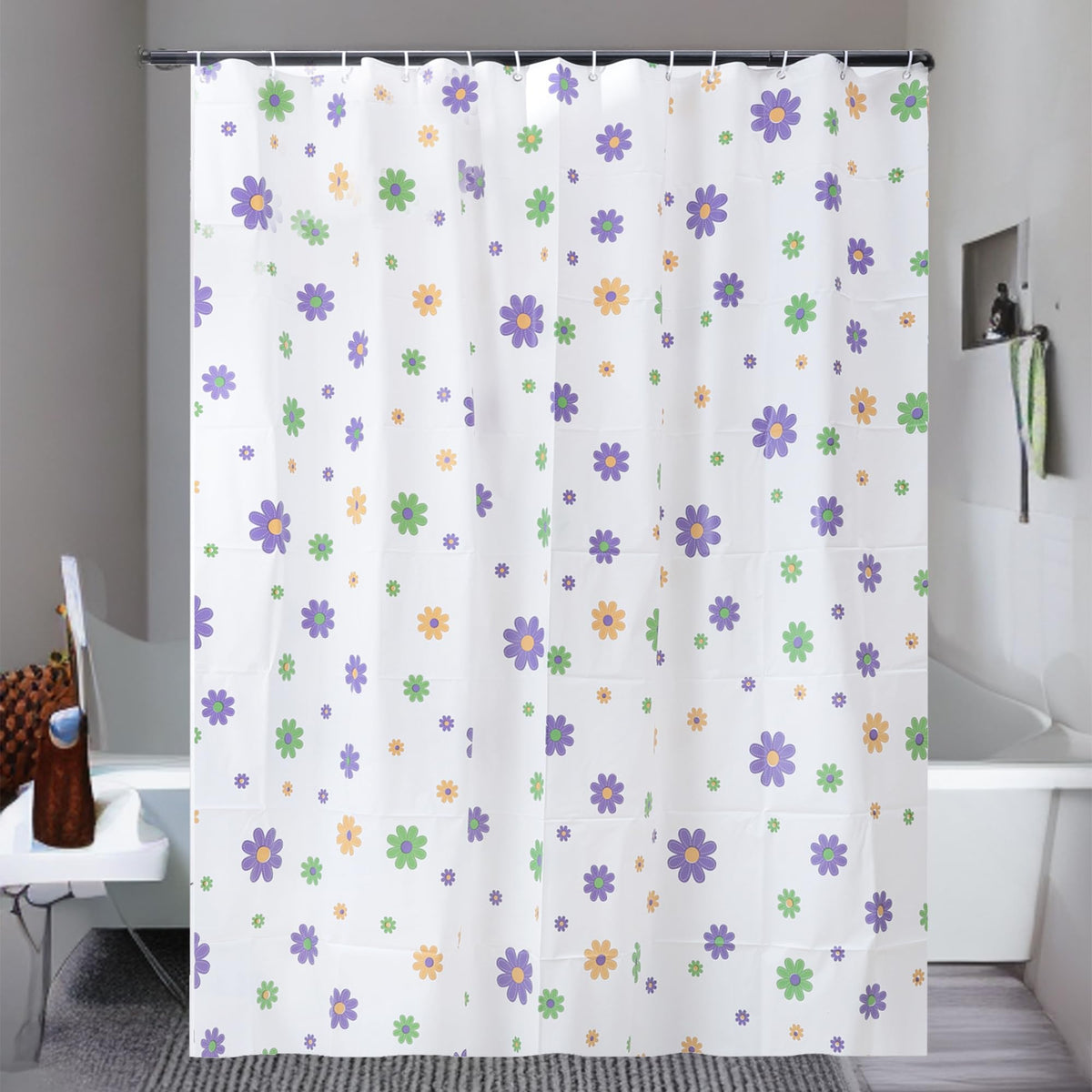 Kuber Industries Soft Texture Bath Curtain|Natural Drape Waterproof Shower Curtain 6 Feet|White