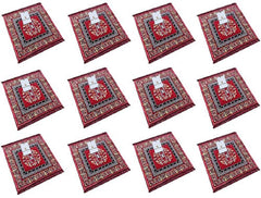Kuber Industries 12 Piece Velvet Pooja Aasan Mat Set - 24" x 24", Multicolour, Standard (VASB0010073_4)