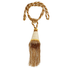 Kuber Industries Beads Beautiful Design Polyester 4 Pieces Curtain Tie Back Tassel Set (Gold) CTKTC33519