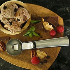 Kuber Industries ICESCOOP04 Stainless Steel Trigger Ice Cream Scoop, Silver