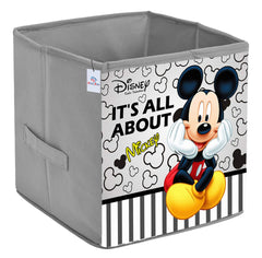 Heart Home Disney Mickey Print Non Woven Fabric Foldable Storage Cube For Toy,Books,Shoes Storage Box With Handle,Extra Large (Grey)-HHEART16128