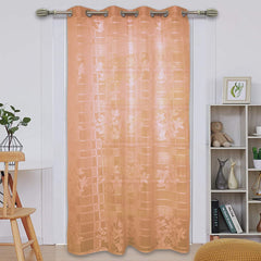 Kuber Industries Flower Print 7 Feet Cotton Door Curtain for Living Room, Bed Room, Kids Room with 8 Eyelets (Brown)-50KM01056