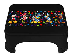 Kuber Industries Disney Team Mickey Print Square Plastic Bathroom Stool, (Set of 2, Black) -HS_35_KUBMARTS17274