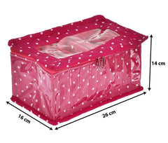 Kuber Industries Dot Printed Laminated PVC Jewellry OrganiserBag for Necklace: Earrings: Rings With 10 Transparent Pouches- Pack of 2 (Pink)-45KM07