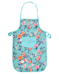 Heart Home Flower Printed Oil Stain Resistant Cooking Kitchen Apron for Men Women with 1 Front Pocket- Pack of 3 (Green)-50HH0716