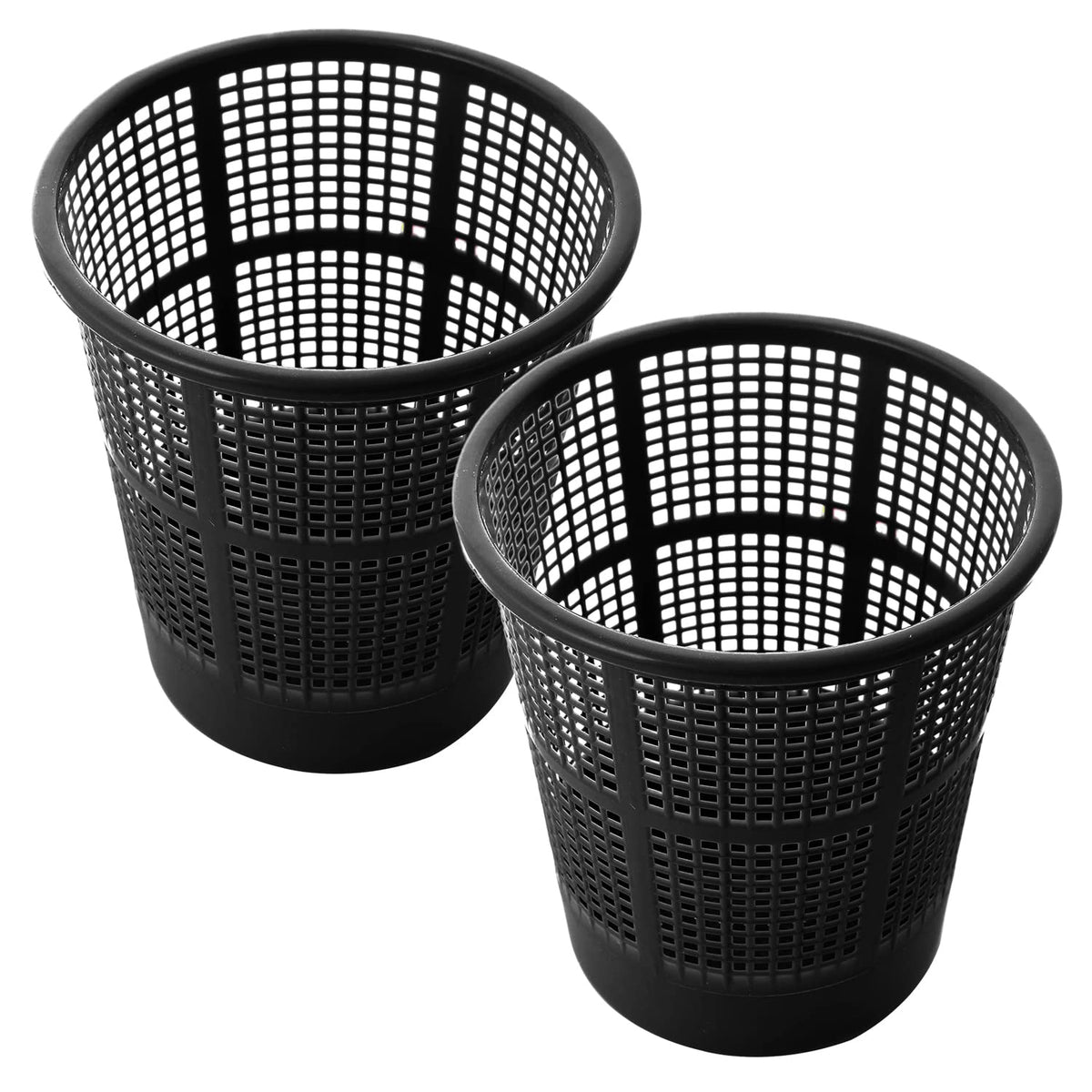 Heart Home Mesh Design Plastic Dustbin, Garbage Bin For Home, Kitchen, Office, 5Ltr.- Pack of 2 (Black)-47HH0775