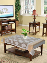 Heart Home Rangoli Printed Cotton 4 Seater Center Table Cover,40"x60" (White & Sand)-44HH0101