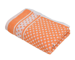 Heart HomeDot Printed Super Soft, Fluffy, and Absorbent, Cotton Bath Towel Perfect for Daily Use, 30"x60"- Pack of 4 (Orange)
