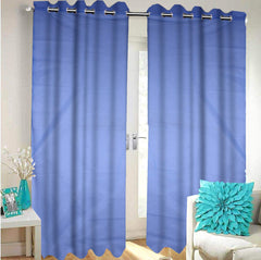 Kuber Industries Zig Zag Design 2 Pieces Sheer Door Curtains Linen Look Semi Transparent Voile Grommet Elegance Curtains for Living Dining Room, Bedroom Drapes 48 x 84 Inch Long, (Blue) - CTKTC040481