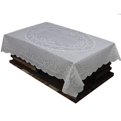 Kuber Industries Floral Design Cotton 4 Seater Center Table Cover 60"x40"(Cream)-CTKTC032939