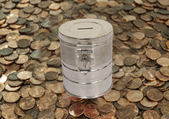 Kuber Industries 2 Piece Stainless Steel Coin Bank Set, Silver (CTKTC1935)