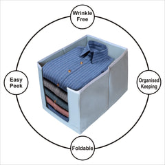 Kuber Industries Non-Woven 4 Pieces Shirt Stacker Wardrobe Organizer (Grey)-CTKTC25721
