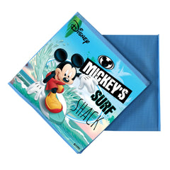 Kuber Industries Disney Mickey Surf Print Durable & Collapsible Square Storage Box|Clothes Organizer With Handle,Pack of 3 (Sky Blue)