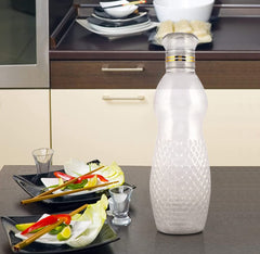 Heart Home Plastic Crystal Design Water Bottle for Home & Traveling, 1Ltr. Set of 6 (Transparent) 54HH4302.