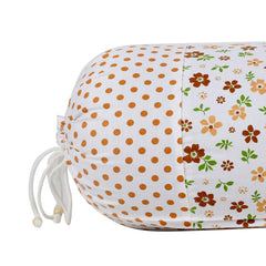 Heart Home Flower Printed Soft & Luxurious Decorative Cotton Bolster Cover- Set of 4, 16"x32" (Brown & White)-44HH0144