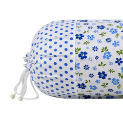 Kuber Industries Flower Printed Cotton Bolster Cover- Set of 4, 16"x32" (Blue & White)-44KM0149