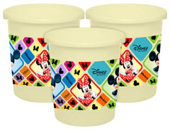 Kuber Industries Disney Mickey Minnie Print Plastic 3 Pieces Dustbin/Garbage Bin/Waste Bin, 5 Liters (Cream) -HS_35_KUBMARTS17766