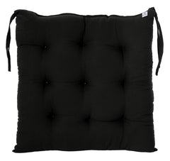 Heart Home Microfiber Square Chair Pad Seat Cushion for Car Pad, Office Chair, Indoor/Outdoor, Dining Living Room, Kitchen with Ties-Pack of 4, 18 * 18 Inch (Black)