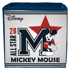 Kuber Industries Disney Star Mickey Print Durable & Collapsible Square Storage Box|Clothes Organizer With Handle,Pack of 3 (Navy Blue)