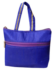Kuber Industries Embroidery Small Hand Bag, Tote Bag For Women & Girls (Blue)-HS_38_KUBMART21476