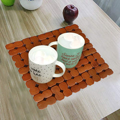 Kuber Industries Checkered Bamboo 6 Pieces Tea Coaster Set - Wooden