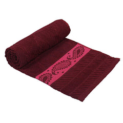 Heart Home 100% Cotton 2 Pieces Bath Towel 27" x54” (Maroon) - CTHH1218