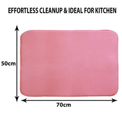 Heart Home Dish Dry Mat | Microfiber Drying Mat | Kitchen Drying Mat | Reversible Mat | Kitchen Absorbent Mat | Dish Dry Mat for Kitchen | 50x70 | Pink
