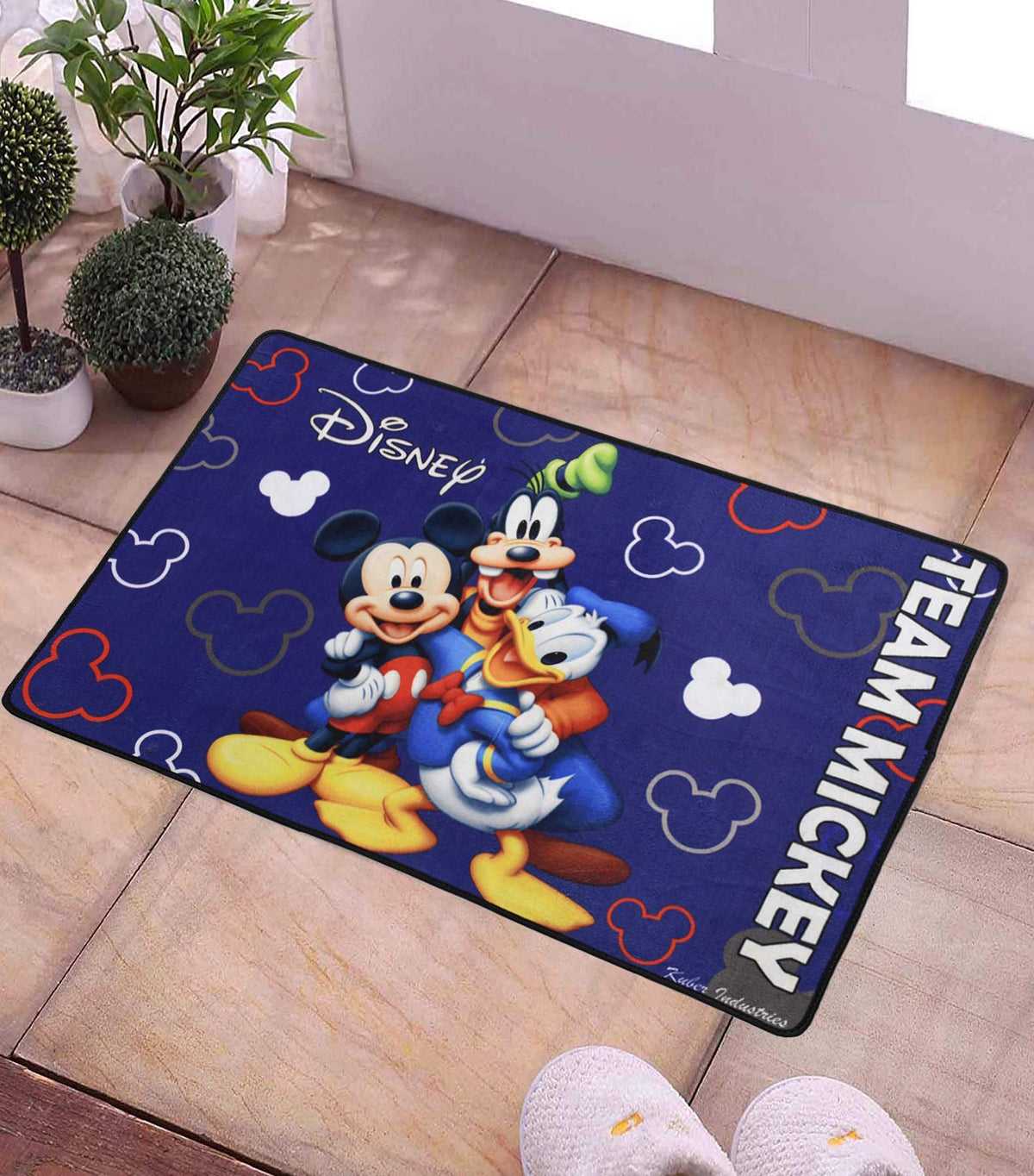 Kuber Industries - CTKTC046056- Disney Team Mickey, Polyvinyl Chloride Anti-Slip Door Mat (Royal Blue, 23"x15")
