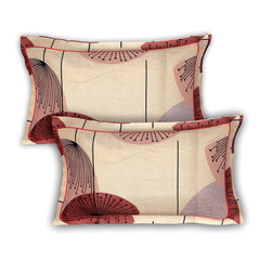 Kuber Industries Geometric Print Glace Cotton Double Bedsheet with 2 Pillow Covers (Cream & Brown) (KUBMART011367)