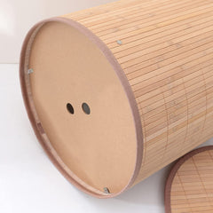 Kuber Industries Bamboo Basket With Lid|Foldable Laundry Basket For Clothes|Durable Rope Handles & Removable Bag (Natural)