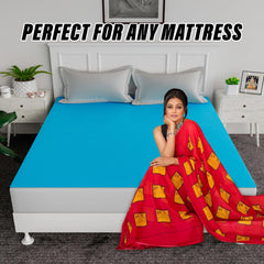 Kuber Industries Baby Bedsheet | PVC Self Check Mattress Protector Sheet | Waterproof Double Bedsheet for Babies and Adult | 80x80 Inch | Sky Blue