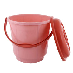 Kuber Industries Unbreakable Virgin Plastic Strong Bathroom Bucket with Lid 18 LTR (Green & Pink)-Pack of 2-KUBMART15263