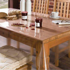 Kuber Industries Transparent PVC 6 Seater Dining Table Cover 60"x90"(Transparent) CTKTC33810