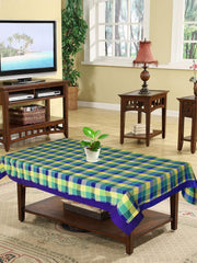Kuber Industries Check Print Cotton Center Table Cover/Table Cloth for Home Decorative Luxurious 4 Seater, 60"x40" (Blue) 54KM4256