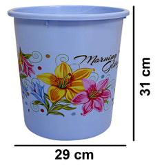 Kuber Industries Flower Print Plastic Dustbin/Garbage Bin/Waste Bin, 13 Liters (Blue)-KUBMART10915