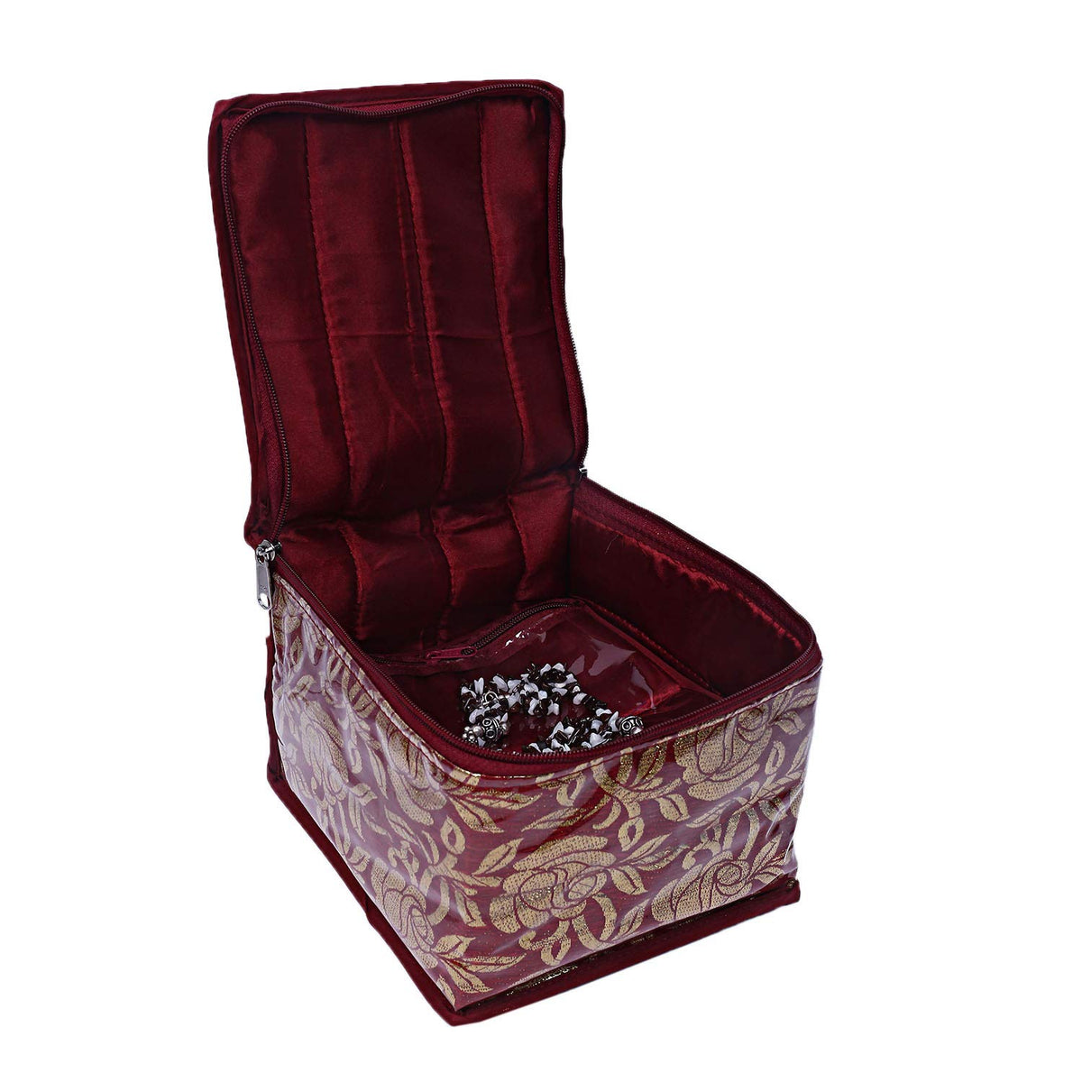 Kuber Industries Brocade Jewellery Box/Organizer with 10 Pouch -CTKTC025993