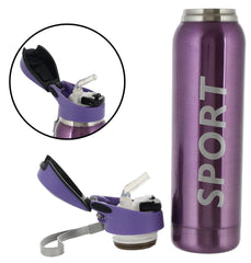 Heart Home Stainless Steel BPA Free Drinking Bottle, Hot & Cold Bottle, Ideal for Sports, Bike, Running, Hiking With Sipper & Push Button on Lid, 500ml (Pruple)-HS_38_HEARTH21735