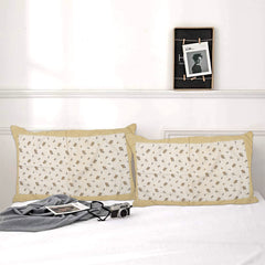 Kuber Industries Leaf Print Cotton Pillow Cover- 17x27 Inch, Set of 2 (Beige)