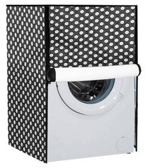 Heart Home Dot Printed PVC Front Load Water Proof, Dust Proof, Moisture Proof Washing Machine Cover (Black)