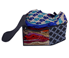 Kuber Industries Check Print Non-Woven Foldable Blouse Cover|Clothes Cover For Home & Traveling With Transparent Window Pack of 3 (Black)