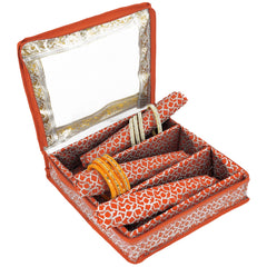 Heart Home Multipurpose Feather Design Laminated 3 Rod Bangle Box/Organizer/Case With Tranasparent Top (Orange)-47HH0153