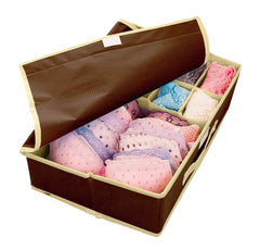 Kuber Industries 15+1 Compartment Rectangular Non Woven Foldable Storage Box for Closet, Socks, Bra, Panty, Tie, Scarf (Brown)