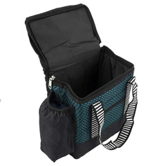 Kuber Industries Floral Design Canvas Waterproof Lunch Bag, Suitable for 3 Compartment (Black) -CTKTC038971