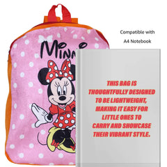 Kuber Industries Disney Minnie School Bag | Velvet Kids School Bags | Student Bookbag | School Bag for Girls & Boys | School Backpack for Kids | 2 Compartments | Orange